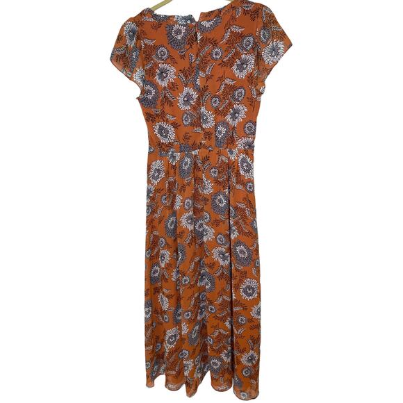 NWT Madewell Sheer-Sleeve Button Front Midi Dress Gathered Blooms  Size 0 - Picture 6 of 8